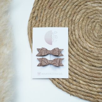 Haarclips strik - Chocoladebruin kant