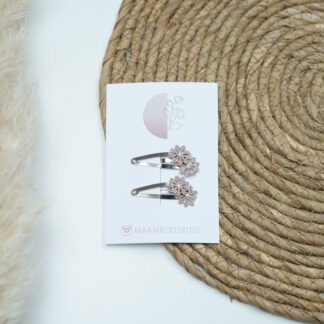 2 Haarclips - Bloemen Taupe