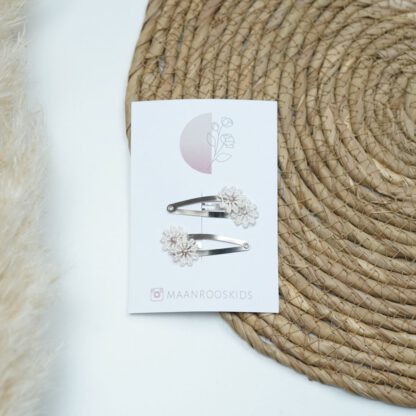 2 Haarclips - Bloemen Wit